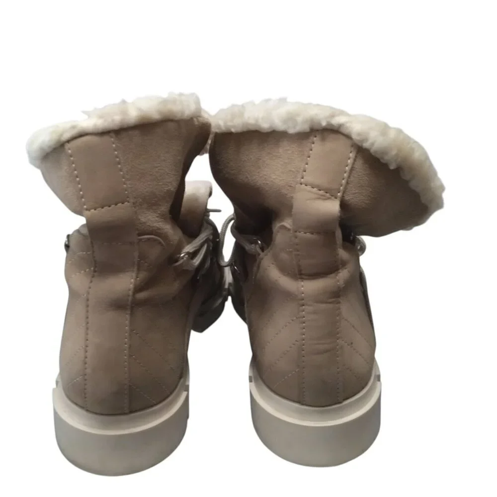 Avellini Portugal Women's EU 40/US 9 Shearling Boots Suede Lace Up Lug Sole Tan